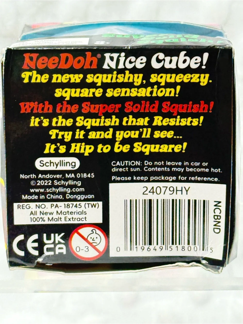 Schylling Needoh Nice Cube - Blue with words backwards